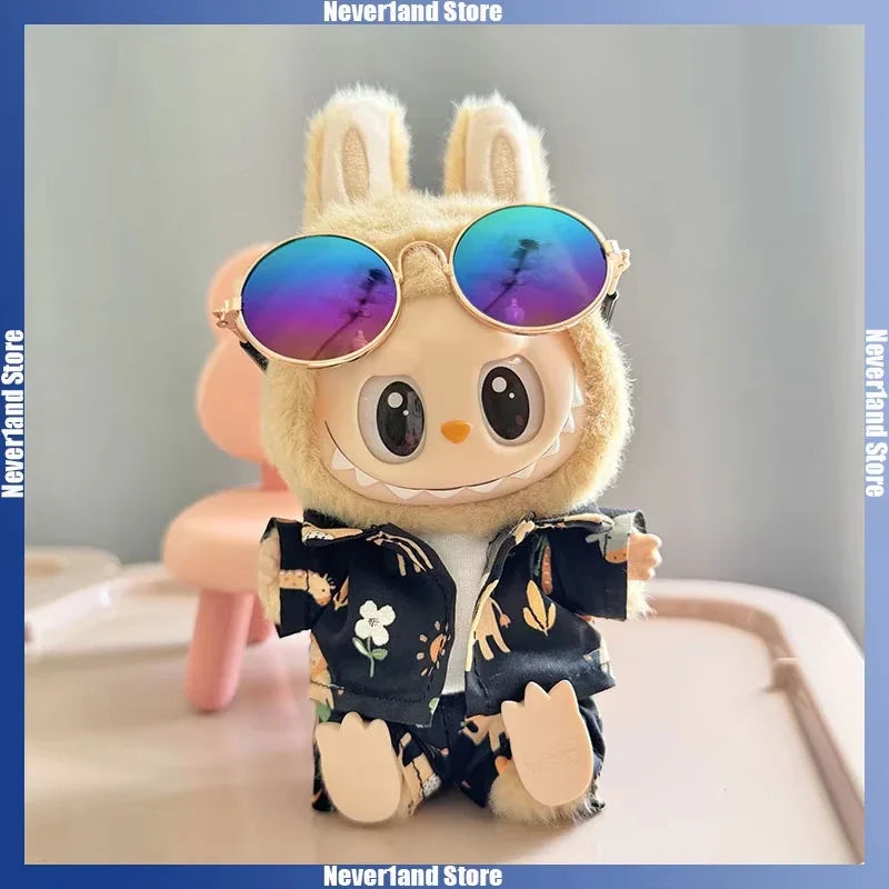 17cm Labubu V1-V2 Beach Resort Overalls | Plush Universal Doll Clothes | Idol Style Beachwear Accessories for Summer Decor