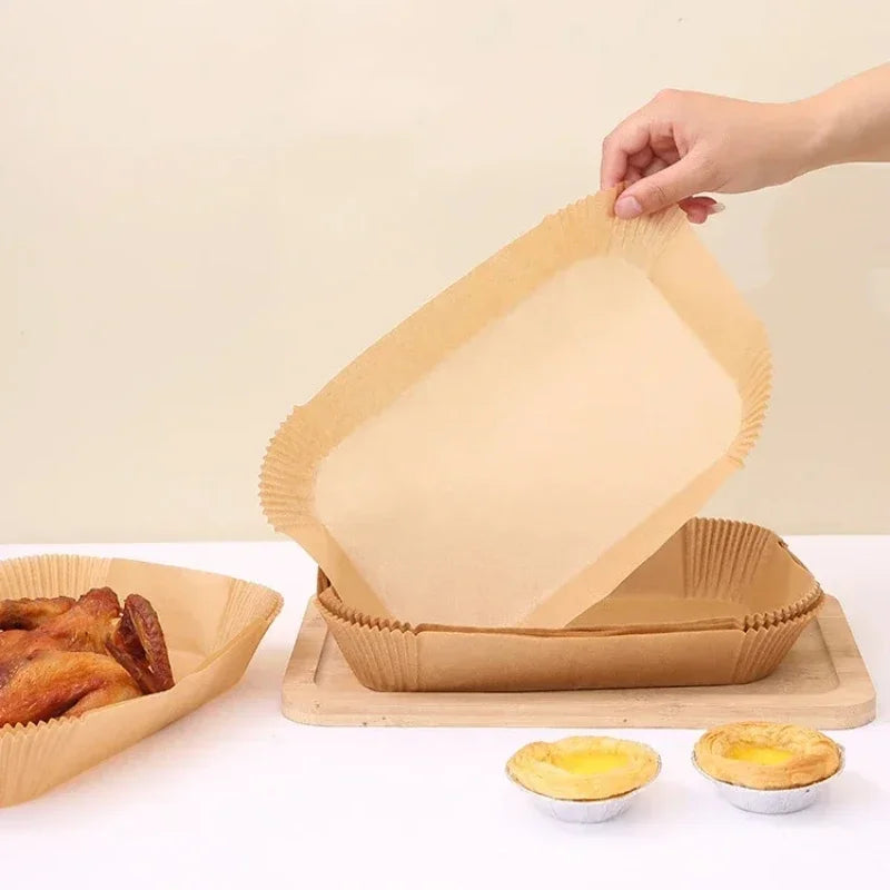 50/100pcs Disposable Air Fryer Paper Kitchen Baking Airfryer Mat Oilproof Micro-wave Barbecue Baking Non-Stick Paper Pad