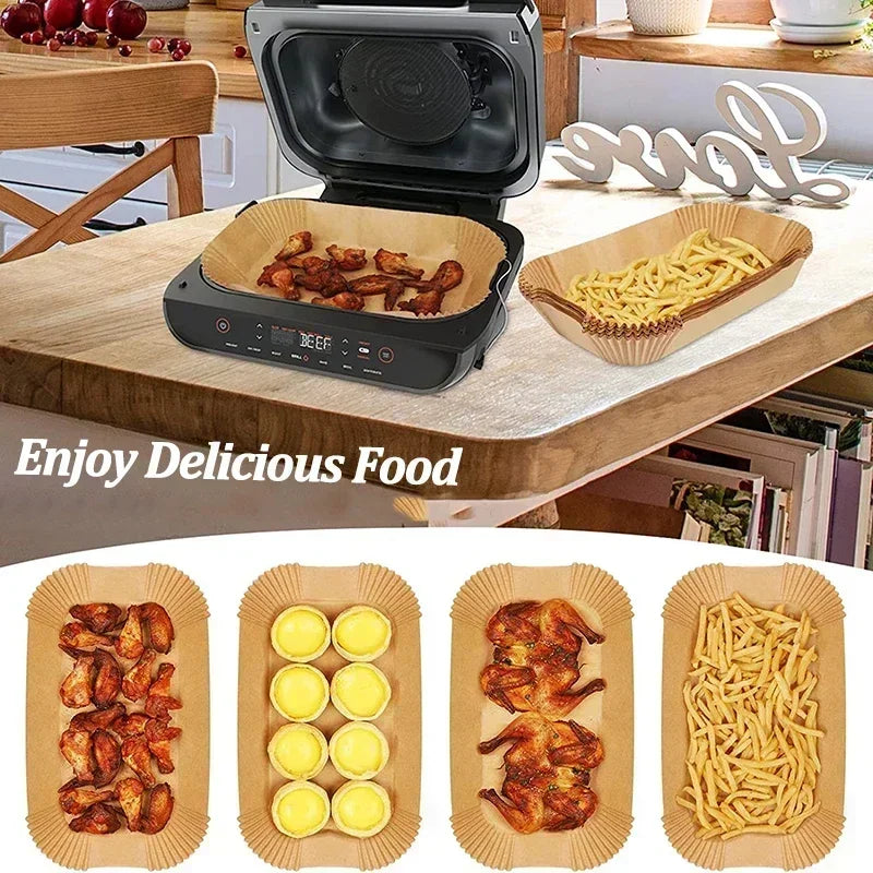 50/100pcs Disposable Air Fryer Paper Kitchen Baking Airfryer Mat Oilproof Micro-wave Barbecue Baking Non-Stick Paper Pad