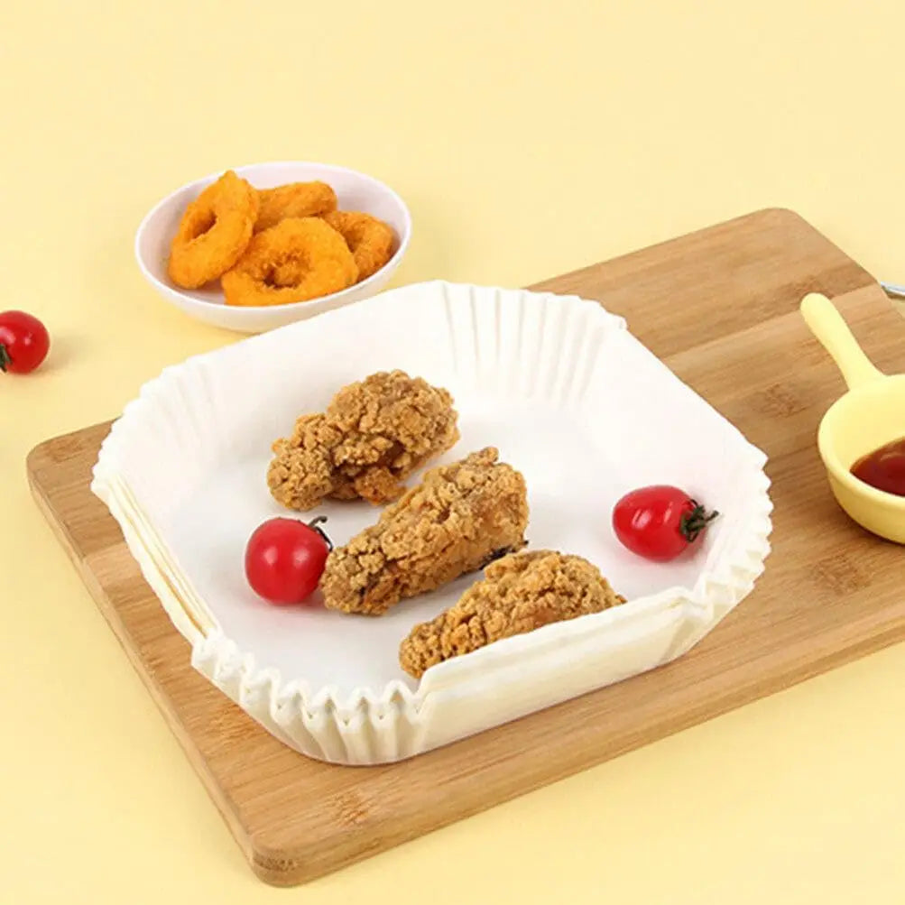 50/100pcs Disposable Air Fryer Paper Kitchen Baking Airfryer Mat Oilproof Micro-wave Barbecue Baking Non-Stick Paper Pad