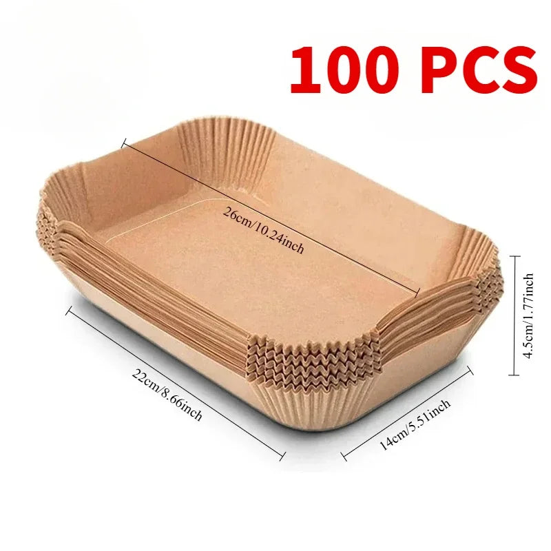 50/100pcs Disposable Air Fryer Paper Kitchen Baking Airfryer Mat Oilproof Micro-wave Barbecue Baking Non-Stick Paper Pad