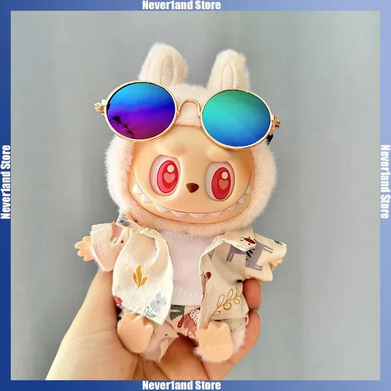17cm Labubu V1-V2 Beach Resort Overalls | Plush Universal Doll Clothes | Idol Style Beachwear Accessories for Summer Decor