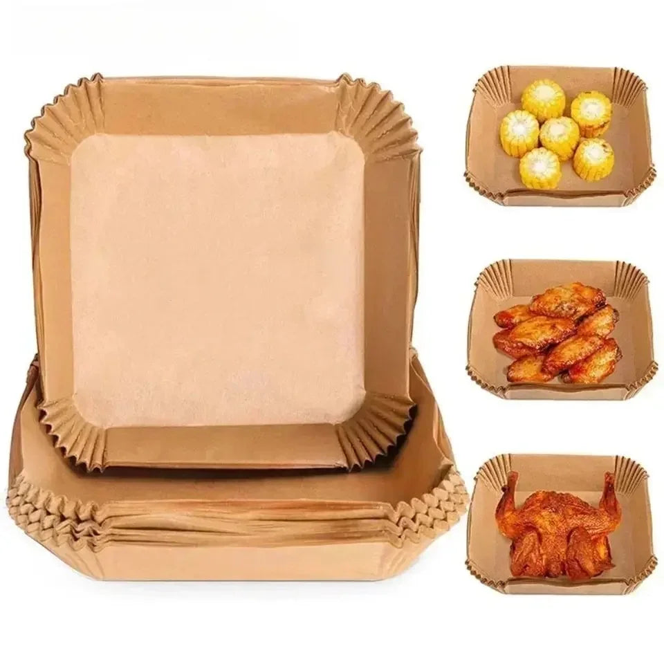 50 PCS Air Fryer Blotting Paper, Baking Blotting Paper, Food Grade Leakproof Non-Stick Food Pad, Thickened Silicone Paper Pad