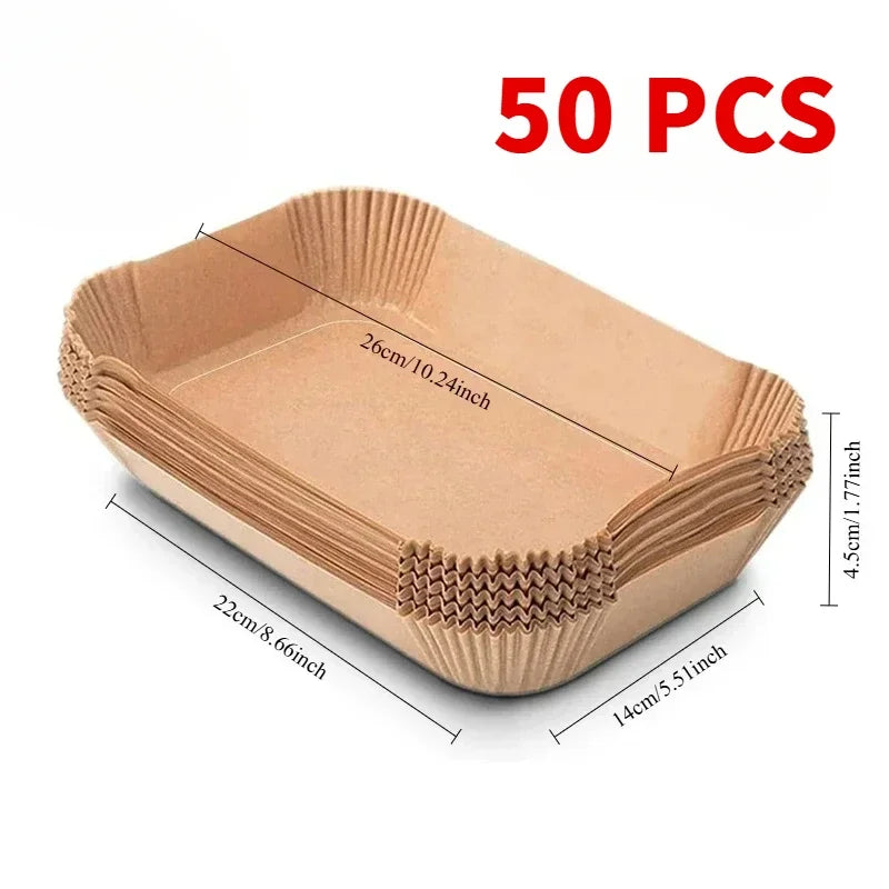 50/100pcs Disposable Air Fryer Paper Kitchen Baking Airfryer Mat Oilproof Micro-wave Barbecue Baking Non-Stick Paper Pad