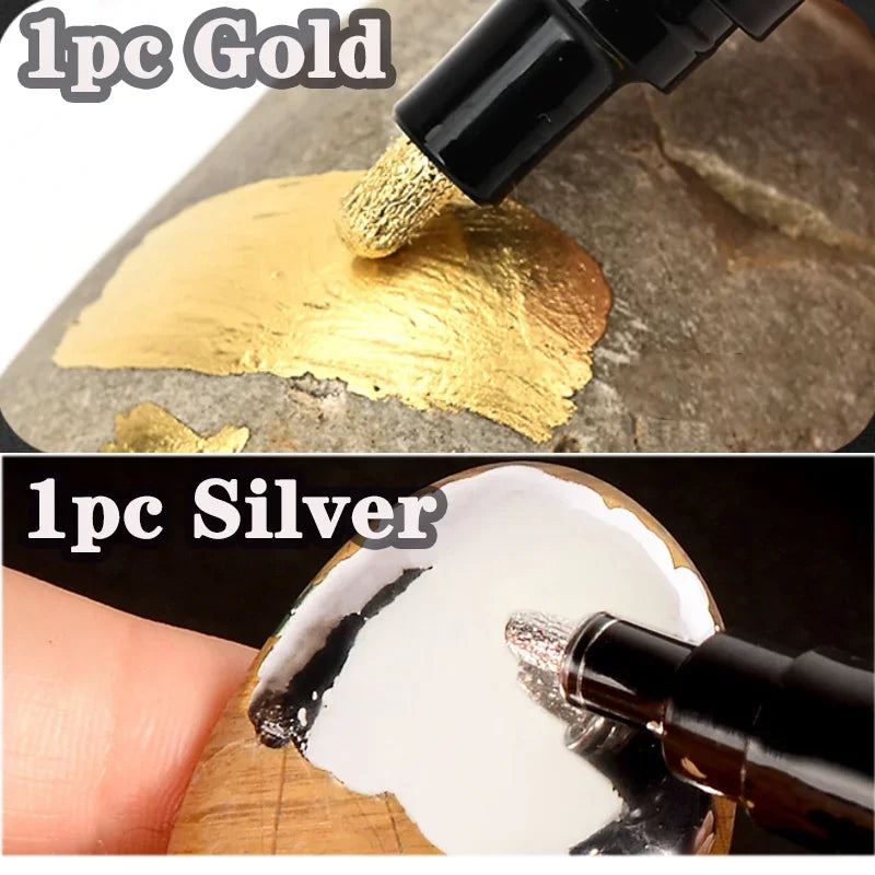1/2pcs Mirror Marker Pen DIY Reflective Paint Pens Mirror Markers Chrome Gold SILVER Marker Signature Car Styling Art Craftwork